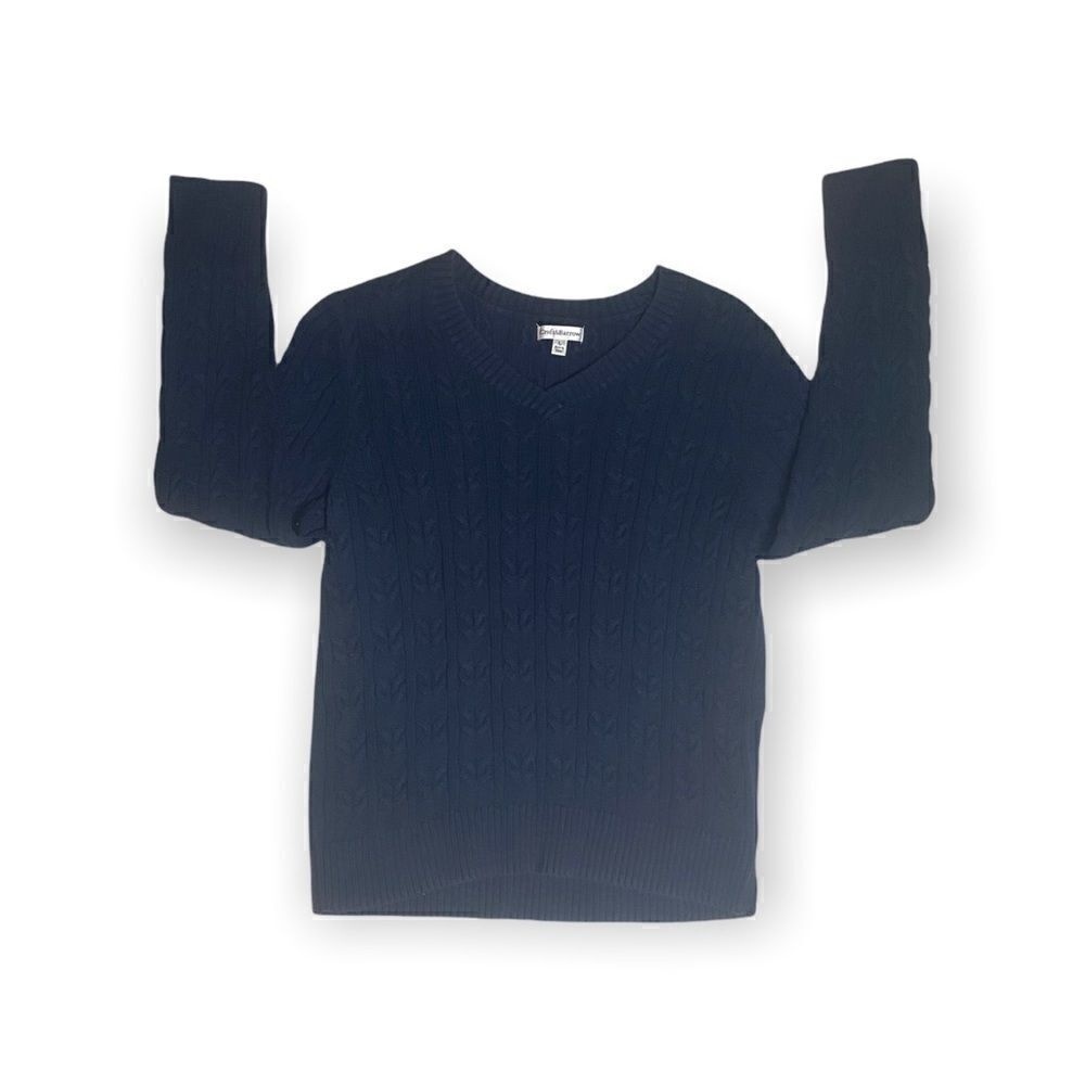 Croft & Barrow Sweater Womens Large Size L Navy V-Neck Knit Pullover Sweater‎